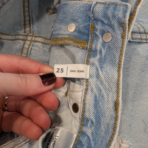 PACSUN Dad Jean 25 Ripped Frayed Light Wash Classic Straight Leg - Picture 5 of 10